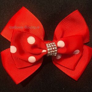 Red Polka Dot 4" Double Stacked Bow  (2)    4B2920  Handmade NWT Boutique
